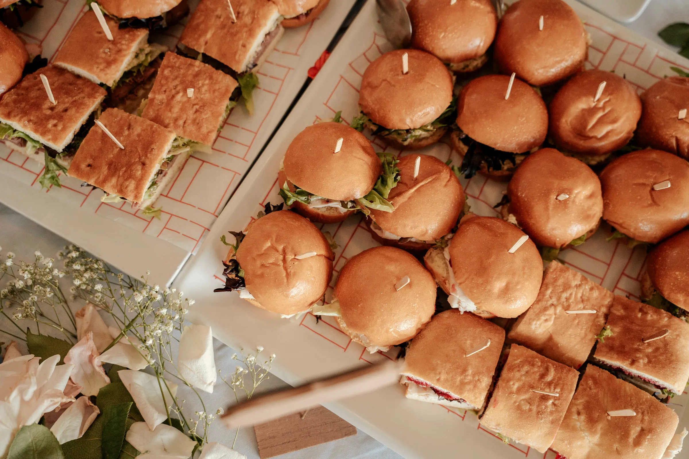Baldwins Creek Farm - Hopewell Township, NJ: catered slider and focaccia sandwich platters for a private event