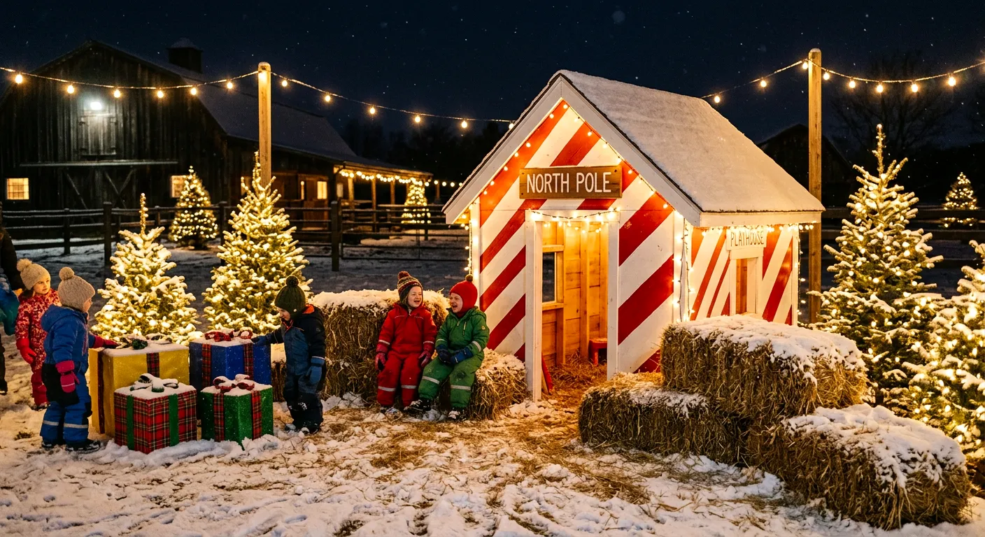 Baldwins Creek Farm - Hopewell Township, NJ: toddlers playing in a North Pole themed play zone