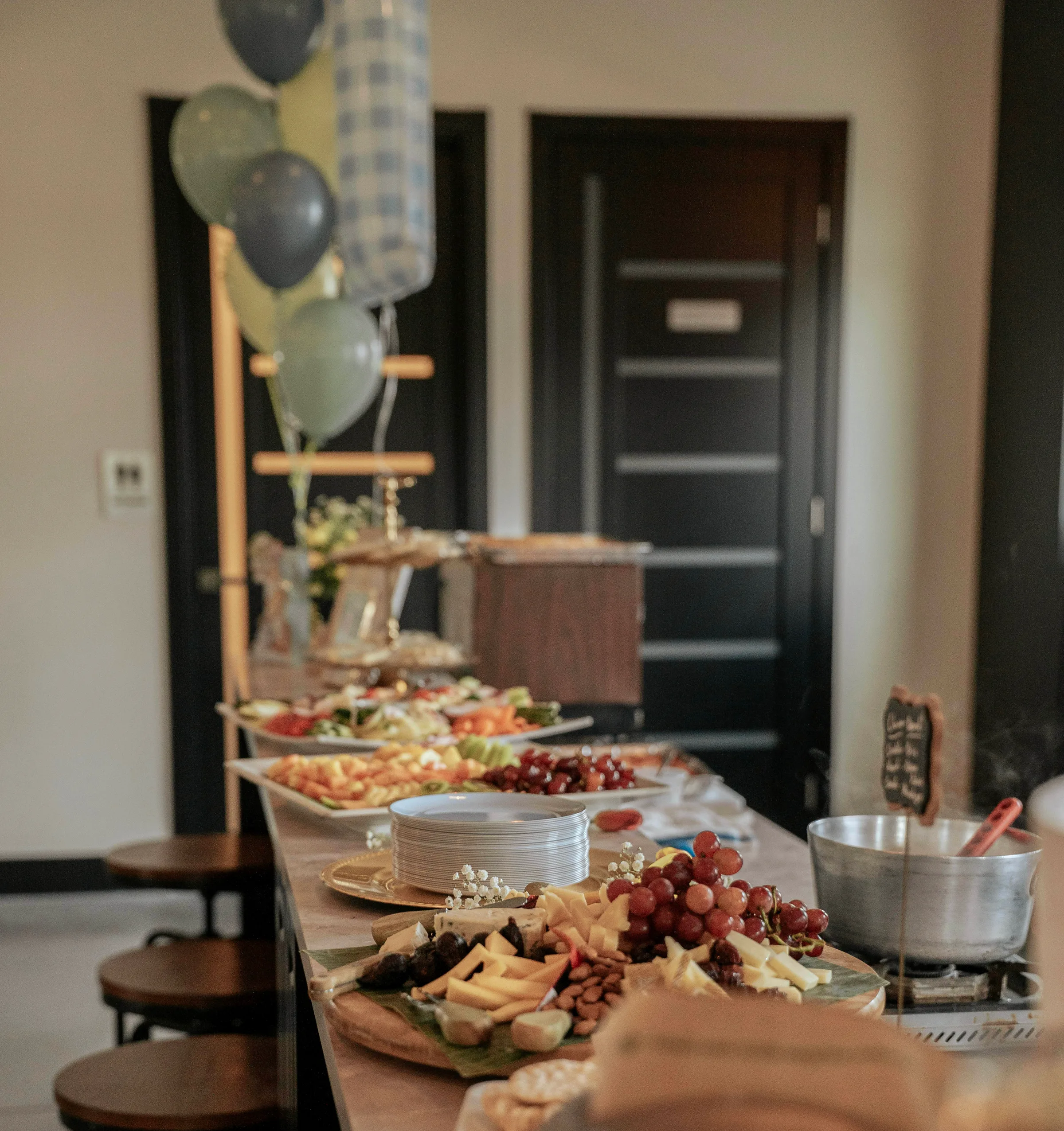Baldwins Creek Farm - Hopewell Township, NJ: catered food spread on the bar in the private event space